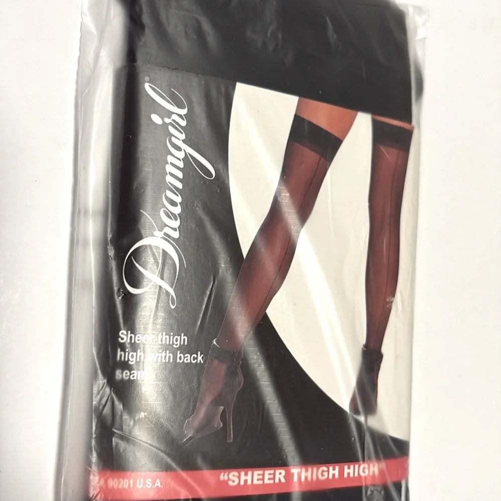 NWT [Dreamgirl] Sheer Thigh High Black Nylon Stockings Women’s OS 90-160 lbs
